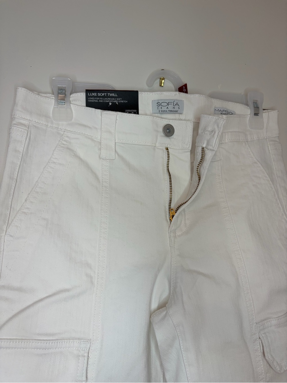 NWT Sofia Vergara Marisol White Bootcut Cargo Jeans 6 - Picture 4 of 9